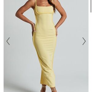 ABEGAILLE MIDI DRESS - BODYCON DRESS IN LEMON